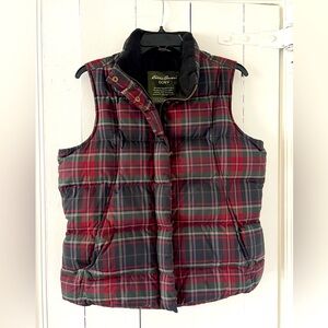 Eddie Bauer Down Plaid Puffer Vest Size M